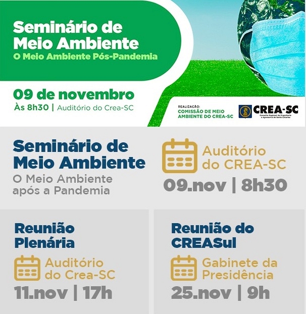 Agende eventos de novembro do CREA-SC