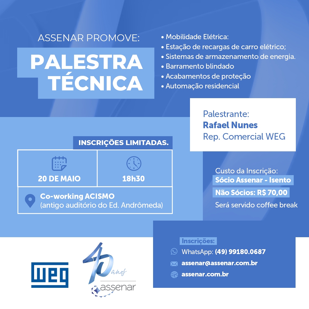 Assenar e Weg promovem Palestra Técnica