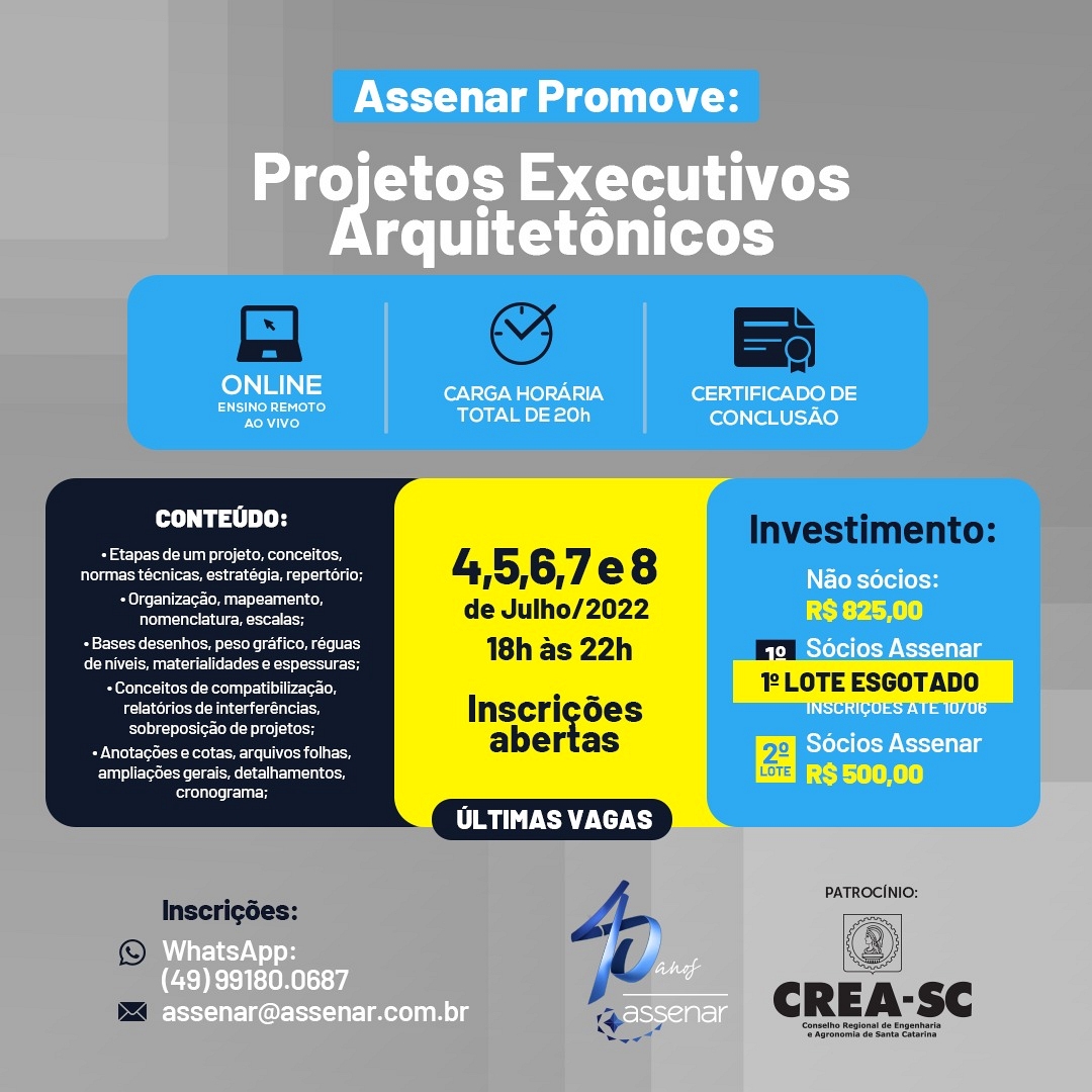 Inscrições Curso Projetos Executivos Arquitetônicos