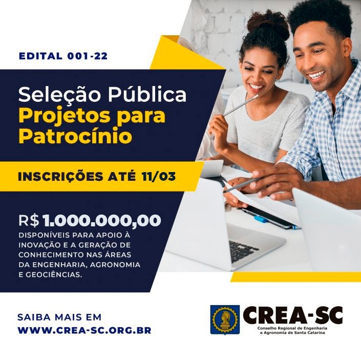 Política de Patrocínio do CREA-SC disponibiliza R$ 1 milhão para projetos técnico-científicos